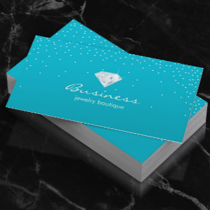 Tarjeta De Visita Diseño de joyas Turquesa Confetti Diamante brillan