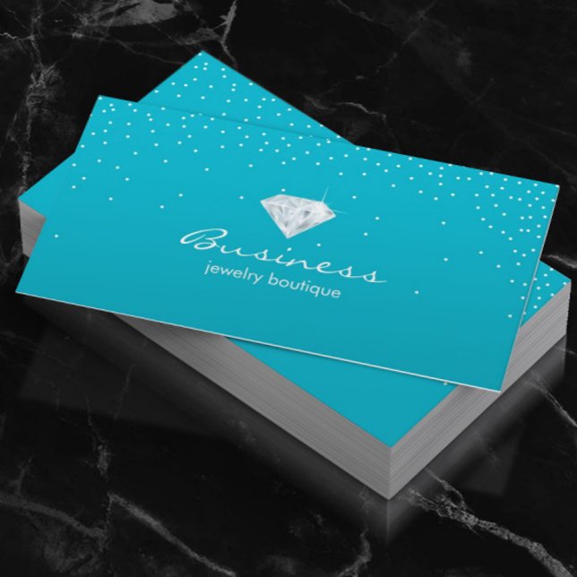 Tarjeta De Visita Diseño de joyas Turquoise Confetti Diamante brilla (Subido por el creador)