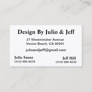 Tarjeta De Visita Diseño de Julio y de Jeff
