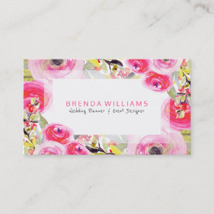 Tarjeta De Visita Diseño de la Boda de la Explosión Floral Colorida