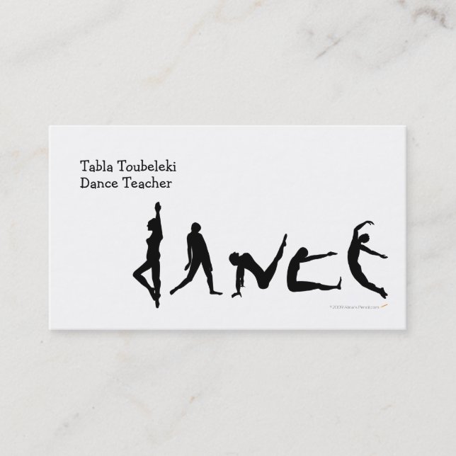 Tarjeta De Visita Diseño de la silueta del baile de la danza (Anverso)