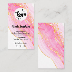 Tarjeta De Visita diseño de lámina simulada con tinta rosa