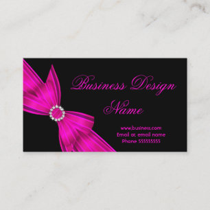 Tarjeta De Visita Diseño de lazo de diamante negro elegante rosa cal