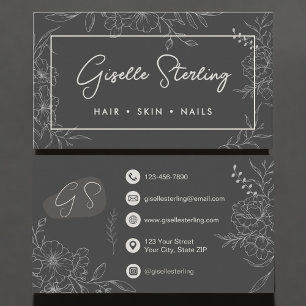 Tarjeta De Visita Diseño de Letra Moderna Floral Profesional