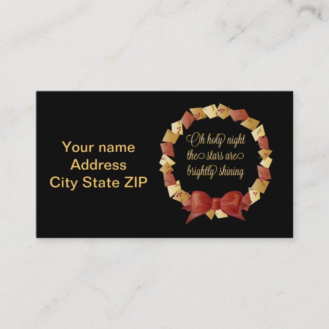 Tarjeta De Visita Diseño de letras de la noche sagrada (Anverso)