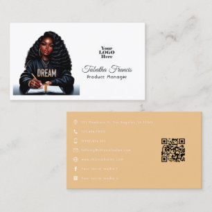 Tarjeta De Visita Diseño de liderazgo de mujer afro negra fuerte