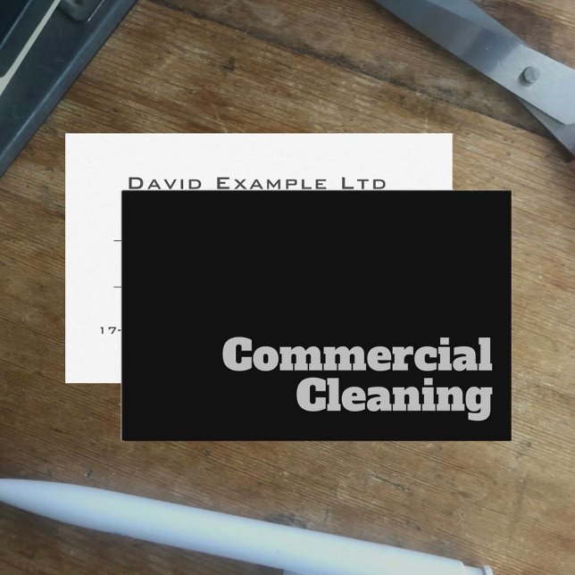 Tarjeta De Visita Diseño de limpieza comercial en negrita y transpar (Subido por el creador)