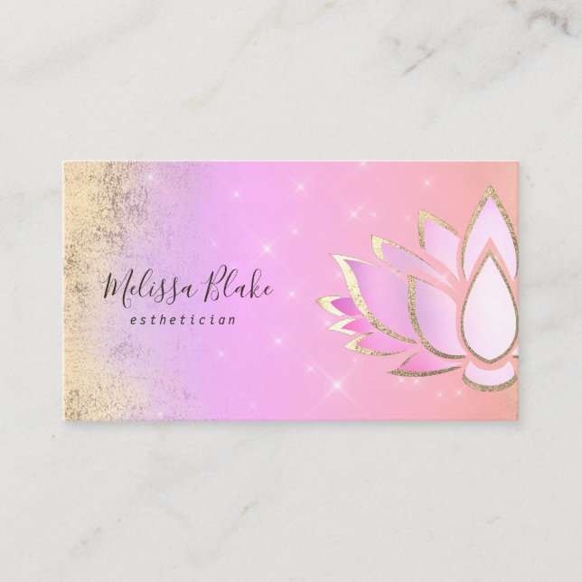 Tarjeta De Visita diseño de loto púrpura rosa (Anverso)