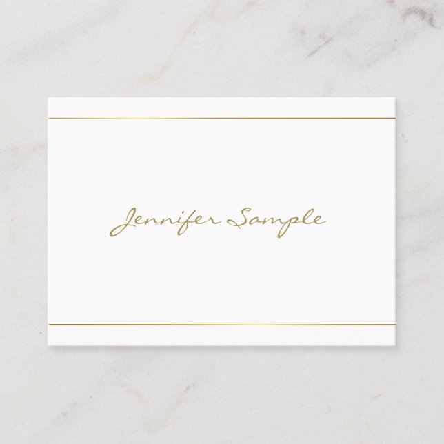 Tarjeta De Visita Diseño de lujo en Gold Script de moda (Anverso)