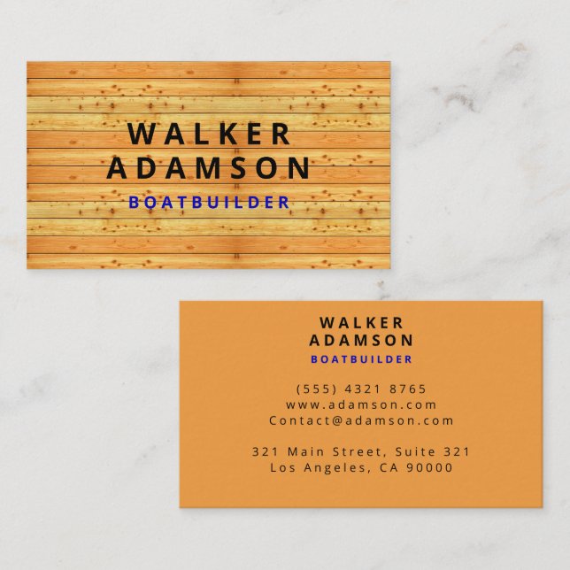 Tarjeta De Visita Diseño de madera (parece grano de madera) Construc (Anverso / Reverso)