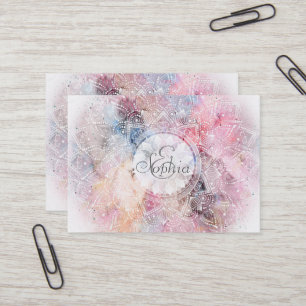 Tarjeta De Visita Diseño de Mandala de colores brillantes de color b