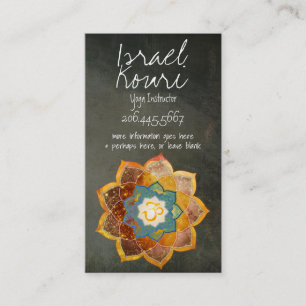 Tarjeta De Visita Diseño de Mandala de Flor Om Dorada