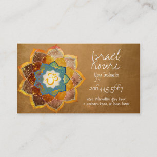 Tarjeta De Visita Diseño de Mandala de Flor Om Dorado