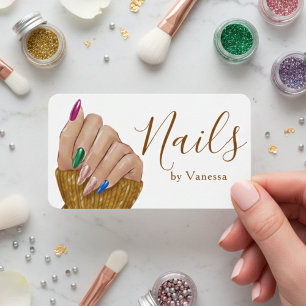Tarjeta De Visita Diseño de Manicurista Moderno Artista de Uñas Limp