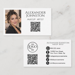 Tarjeta De Visita Diseño de Marca con Foto de Artista de Maquillaje