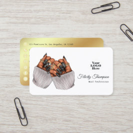 Tarjeta De Visita Diseño de marca de salón de uñas afroamericano chi