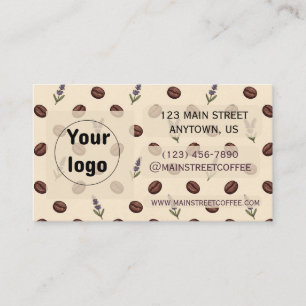 Tarjeta De Visita Diseño de Marca para Cafetería con Granos de Café