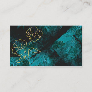 Tarjeta De Visita Diseño de mármol teal y negro elegante