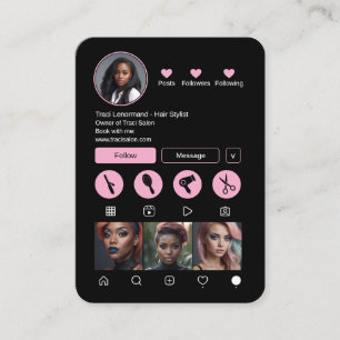 Tarjeta De Visita Diseño de medios sociales con estilo de pelo negri