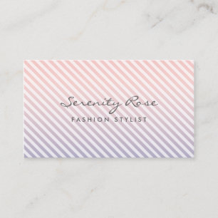 Tarjeta De Visita Diseño de moda con rayas ombre rosa y púrpura chic