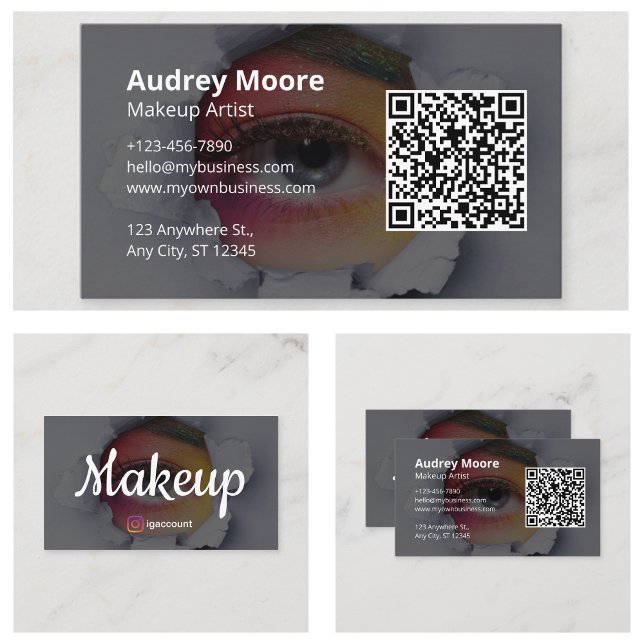 Tarjeta De Visita Diseño de Moda de artista de maquillaje independie (Freelance Makeup Artist Chic Design Business Card
)