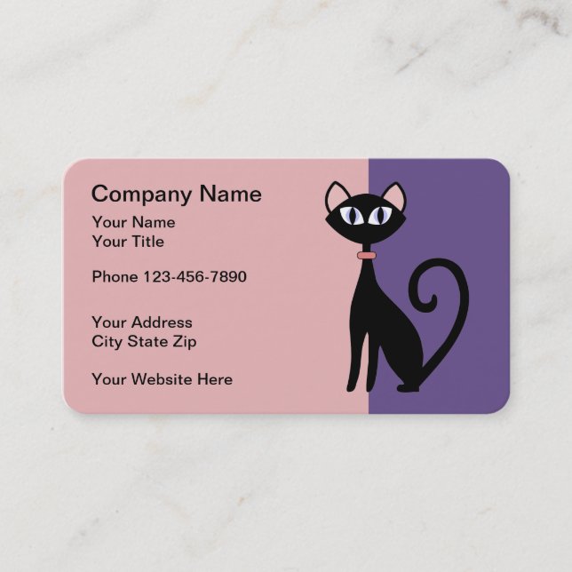 Tarjeta De Visita Diseño de moda del tema del gato del mascota (Anverso)