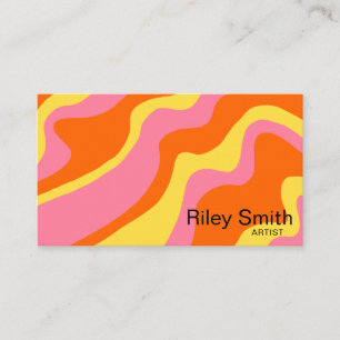 Tarjeta De Visita Diseño de moda retro Naranja rosa amarillo abstrac