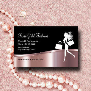 Tarjeta De Visita Diseño de Moda Rosa Dorado Elegante