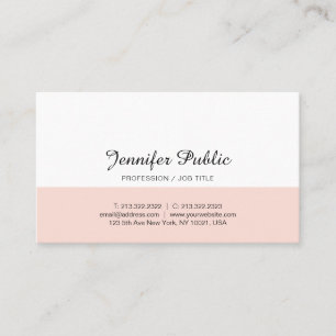 Tarjeta De Visita Diseño de Moda simple Rubor blanco rosado moderno