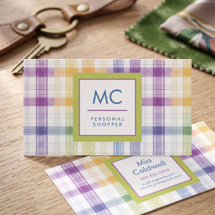 Tarjeta De Visita Diseño de Monograma de Cuadros Juguetón