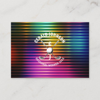 Tarjeta De Visita Diseño de monograma de golf de color metálico pers
