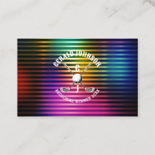 Tarjeta De Visita Diseño de monograma de golf de color metálico pers
