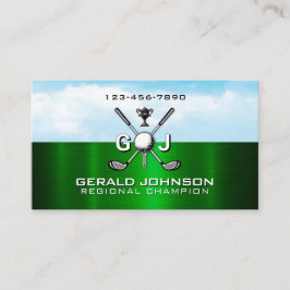 Tarjeta De Visita Diseño de monograma de golf elegante