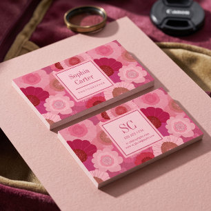 Tarjeta De Visita Diseño de Monograma Floral en Negrita