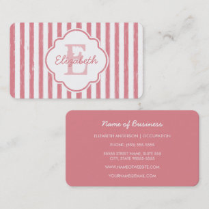 Tarjeta De Visita Diseño de nombre con monograma de franja rosa