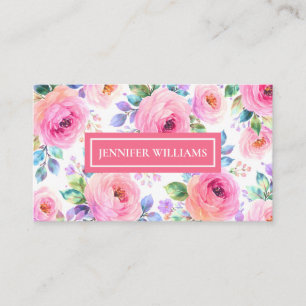 Tarjeta De Visita Diseño de nombre personalizado boho floral al aman