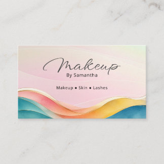 Tarjeta De Visita Diseño de Olas de Arcoíris Rosa en Script | Artist
