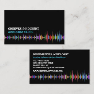 Tarjeta De Visita Diseño de ondas sonoras, Audiólogo, Audiología Clí