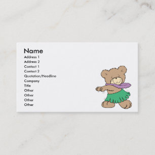 Tarjeta De Visita diseño de osito de peluche hula vacaciones hawaian