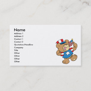 Tarjeta De Visita diseño de oso de peluche patriótico lindo de EE. U