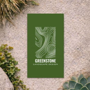 Tarjeta De Visita Diseño de Paisaje Topografía Moderna Verde