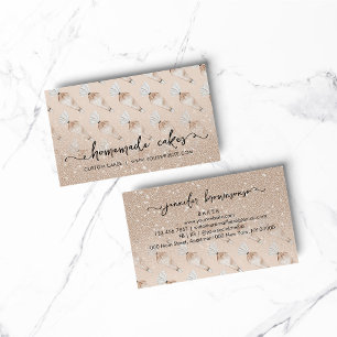 Tarjeta De Visita Diseño de panadería beige Bolsa de pastelería Glit