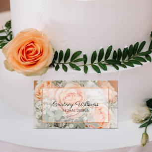 Tarjeta De Visita Diseño de Peach Boda Bouquet Floral