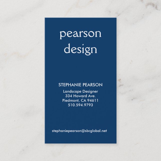 Tarjeta De Visita diseño de Pearson, dirección 1, dirección 2, (Anverso)