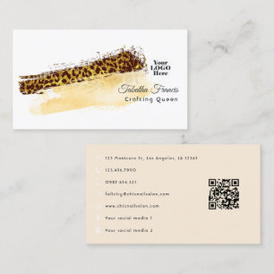 Tarjeta De Visita Diseño de pinceladas de leopardo africano étnico