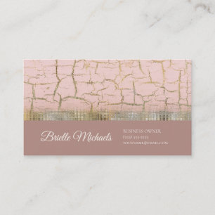 Tarjeta De Visita Diseño de Pintura Agrietada en Oro Rosa