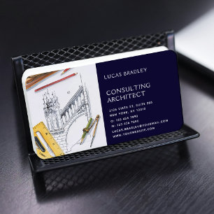 Tarjeta De Visita Diseño de Plano de Construcción de Ingeniero Arqui