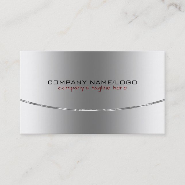 Tarjeta De Visita Diseño de plata de brillantes metálicos modernos (Anverso)