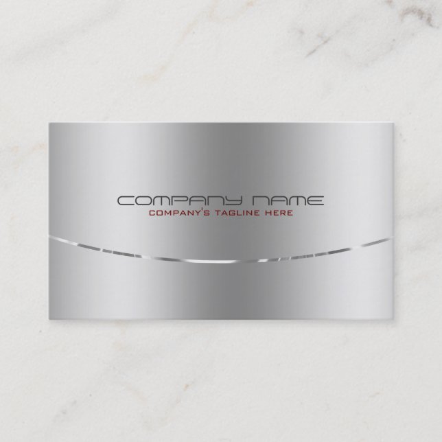 Tarjeta De Visita Diseño de plata metálica moderna Aspecto de acero  (Anverso)