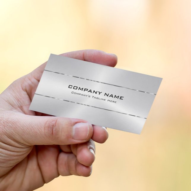 Tarjeta De Visita Diseño de plata metálica simple brillante Faux (Subido por el creador)